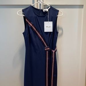 Diane Von Furstenberg Classic Navy wrap dress with ribbon, NWT